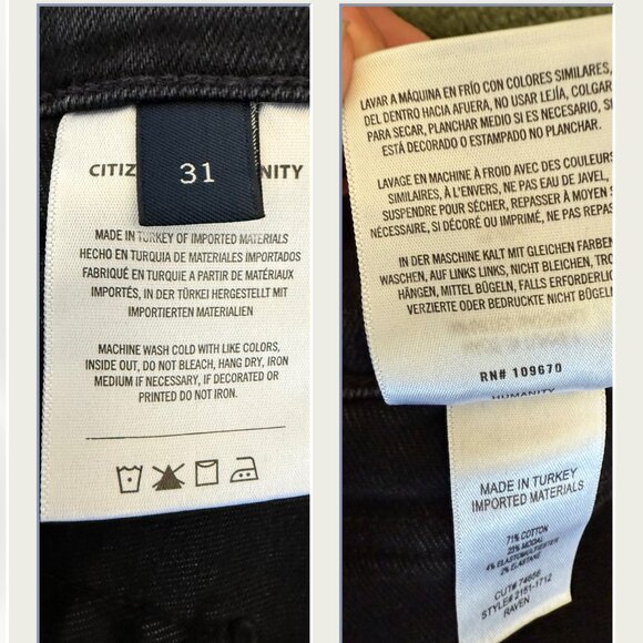 Citizens of Humanity Raven Wide Leg High Rise Utility Jeans Black Size 31 EUC! - Picture 14 of 15